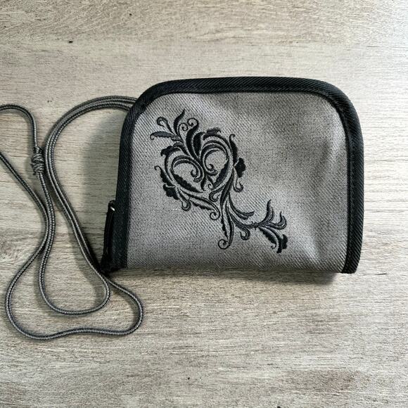 REI Crossbody Mini Purse Wallet Black Grey - Picture 1 of 5